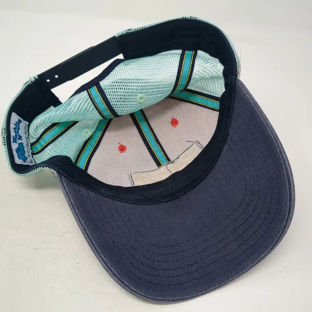 Wears Woody Trucker Hat Pink Blue One Size Mesh Snapback Coastal Beach Wagon